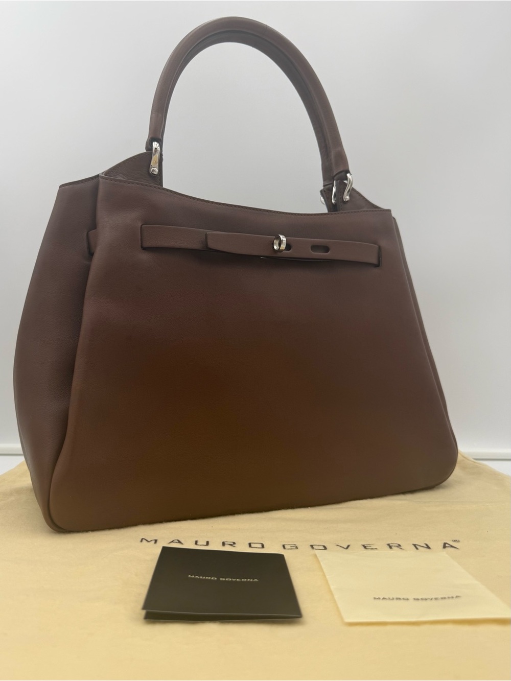 🇮🇹MAURO GOVERNA 1985 PARMA Brown MG 36 Tote Bag • Made in ITALY (Current Model)